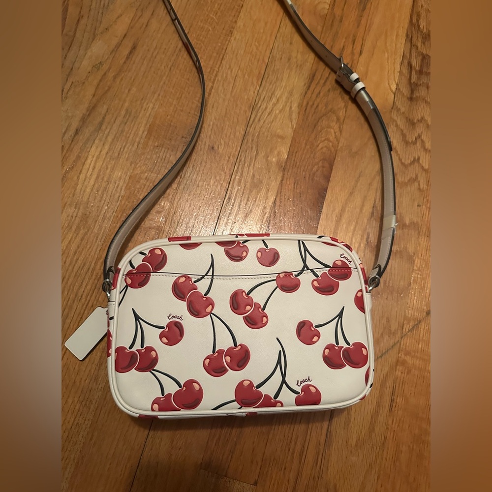 Coach Jamie Camera Bag In Smooth Leather Cherry Print Purse Crossbody NWOT - Picture 8 of 11